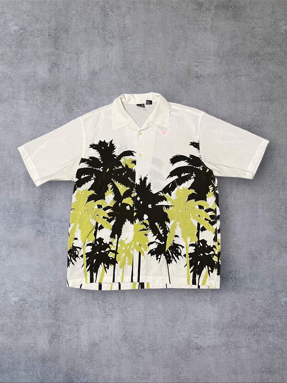Vintage 90s / 2000s y2k Emergency Exit Sz L Palm Tree Hawaiian Button Up